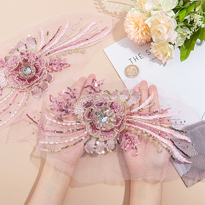 3D Flower Organgza Polyester Embroidery Ornament Accessories PATC-WH0008-03C-1
