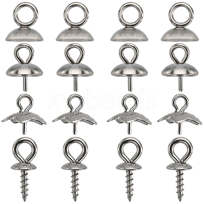 120Pcs 4 Styles 201 & 304 Stainless Steel Cup Peg Bails Charms STAS-SC0006-06-1