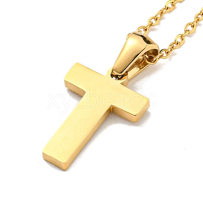 Ion Plating(IP) Initial Letter 304 Stainless Steel Pendant Necklaces NJEW-M199-01G-T-1