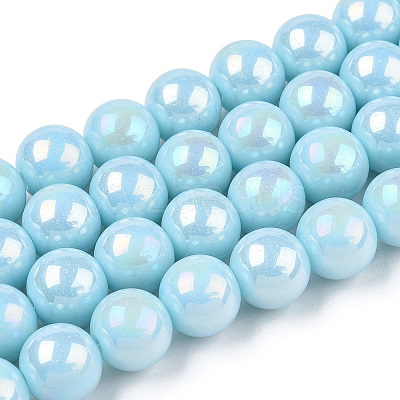 Electroplate Opaque Glass Beads Strands GLAA-T032-P4mm-AB10-1