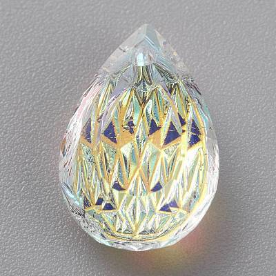 Embossed Glass Rhinestone Pendants GLAA-J101-05A-001AB-1