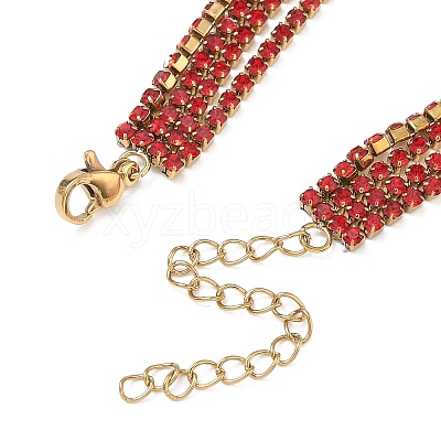 304 Stainless Steel Rhinestone Cup Chain Multi-strand Bracelets for Women BJEW-P376-01G-02A-1