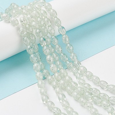 Transparent Crackle Glass Beads Strands X-DGLA-S085-6x8-01-1