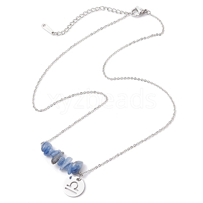 Natural Kyanite Chip & Constellation Pendant Necklaces NJEW-JN05084-07-1