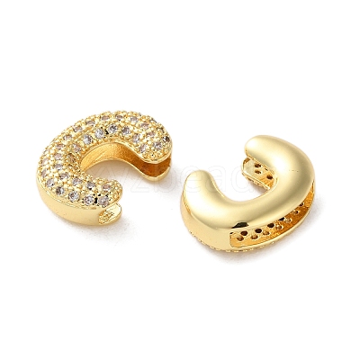 Rack Plating Brass Micro Pave Cubic Zirconia Slide Charms KK-C084-34G-C-1