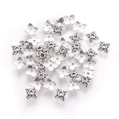 Tibetan Style Alloy Bead Caps X-TIBEB-Q018-AS-FF-1