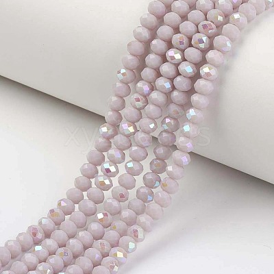 Electroplate Opaque Solid Color Glass Beads Strands X-EGLA-A034-P4mm-L08-1