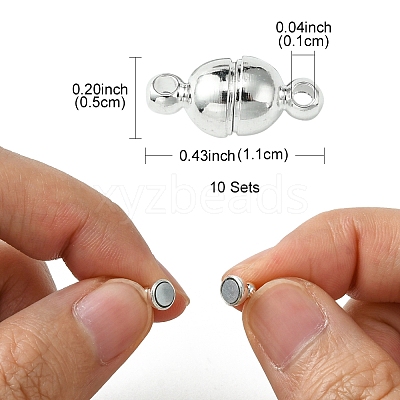 10Pcs Round Brass Magnetic Clasps with Loops KK-FS0001-34S-1