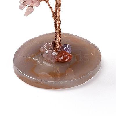 Natural Rose Quartz Chips & Agate Pedestal Display Decorations DJEW-A001-04C-1