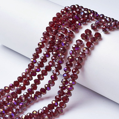 Electroplate Transparent Glass Beads Strands EGLA-A034-T6mm-F16-1