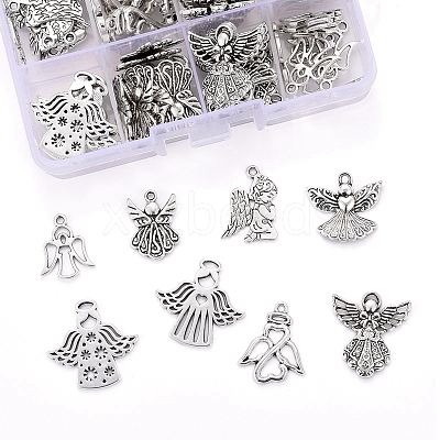 80Pcs 8 Styles Tibetan Style Alloy Pendants TIBEP-LS0001-07-1