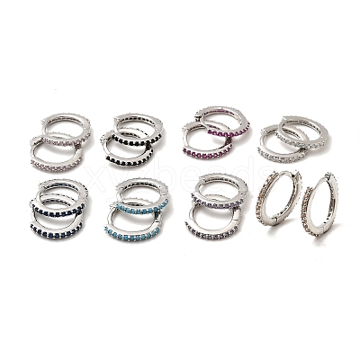 Brass Micro Pave Cubic Zirconia Hoop Earrings EJEW-P322-01P-1