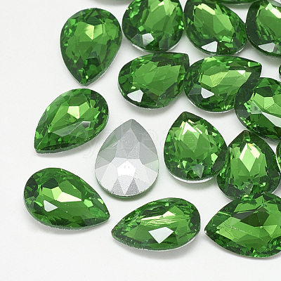 Pointed Back Glass Rhinestone Cabochons RGLA-T081-10x14mm-20-1