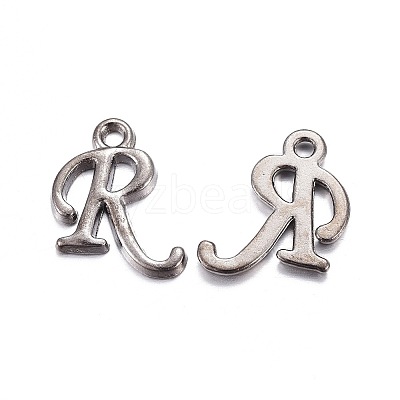 Gunmetal Plated Alloy Letter Pendants PALLOY-P097-03-R-1