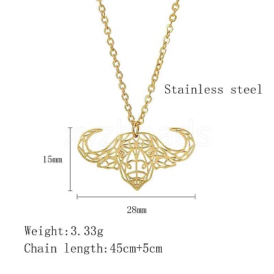 304 Stainless Steel Geometric Artistic Hollow Animal Pendant Necklaces JK0174-7-1