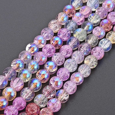 Electroplate Crackle Glass Bead Strands GLAA-S192-C-007B-1