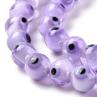 Handmade Evil Eye Lampwork Round Bead Strands X-LAMP-L055-6mm-26-1