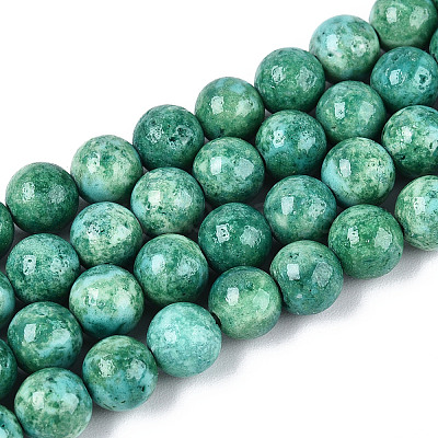 Dyed Synthetic Fossil Beads Strands G-T139-6mm-66E-1