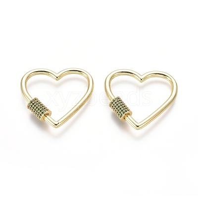 Brass Micro Pave Cubic Zirconia Screw Carabiner Lock Charms ZIRC-I031-11G-03-1