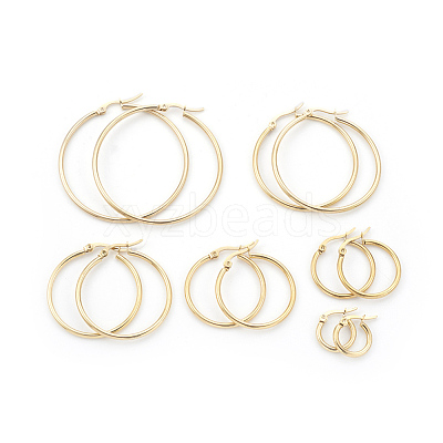 304 Stainless Steel Hoop Earrings Sets EJEW-MSMC003-10G-1