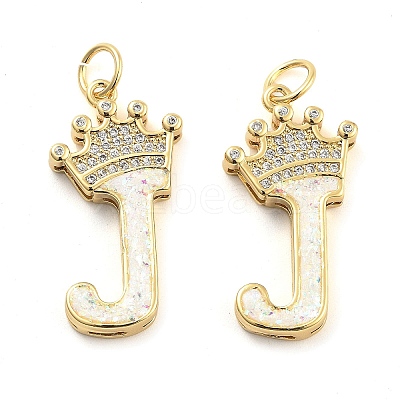 Brass Micro Pave Clear Cubic Zirconia Pendants KK-G498-01J-02-1