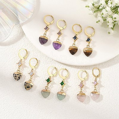Natural Gemstone Leverback Dangle Earrings EJEW-JE07371-1