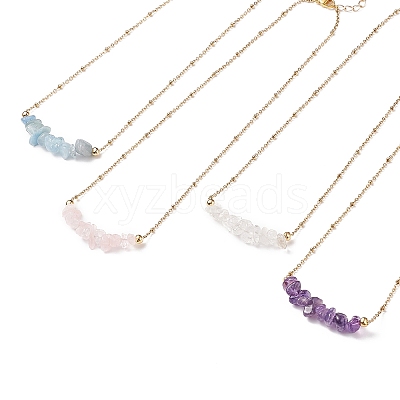 Natural Mixed Stone Chips Beaded Necklaces NJEW-JN03969-1