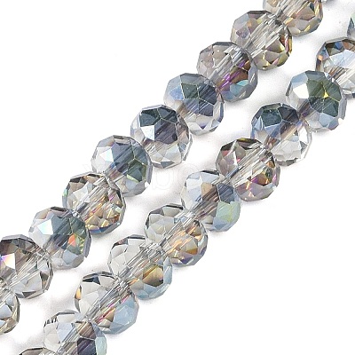 Half Rainbow Plated Faceted Rondelle Glass Beads Strands GLAA-A024E-HR01-1