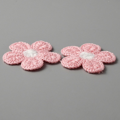 5-Petal Flower Shape Two Tone Crochet Appliques DIY-WH0399-61A-1
