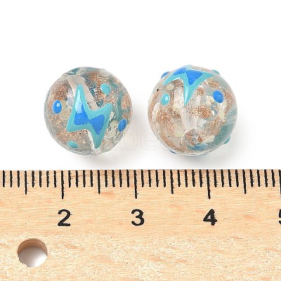 Luminous Handmade Enamel Gold Sand Glass Beads Strands LAMP-U004-08C-1