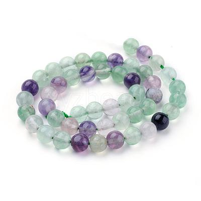 Natural Fluorite Beads Strands G-P318-05-6mm-1