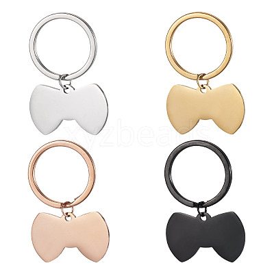 4Pcs 4 Styles Stainless Steel Keychains KEYC-TA0004-81D-1