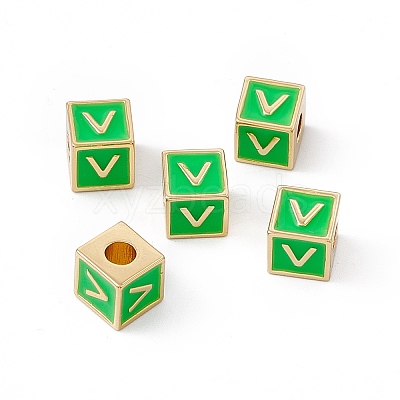 Rack Plating Brass Enamel Beads KK-B060-04G-02V-1