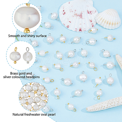 48Pcs 2 Colors Natural Cultured Freshwater Pearl Charms FIND-FI0001-17A-1