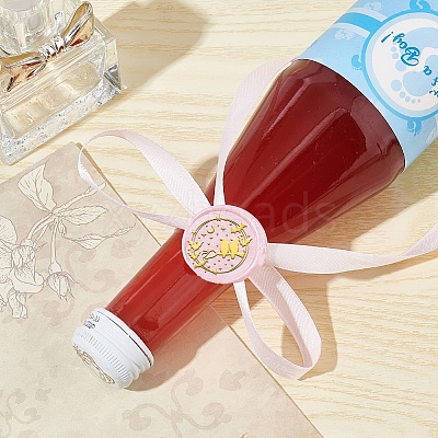 Brass Wax Seal Stamp with Wood Handle AJEW-WH0412-0286-1