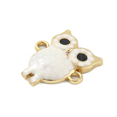 Rack Plating Brass Enamel Owl Connector Charms KK-A234-027G-1