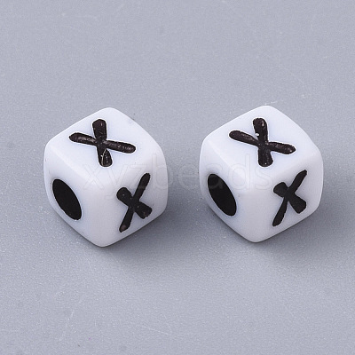 White Opaque Acrylic Beads MACR-R869-02X-1