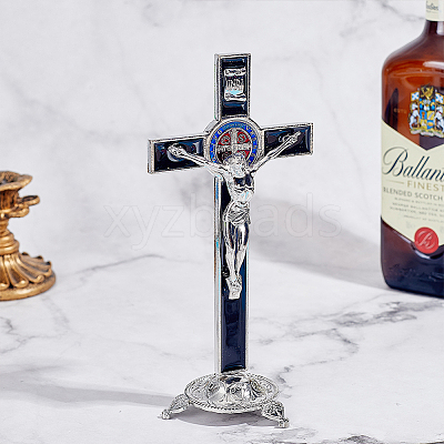 Alloy Enamel Saint Benedict Crucifix Display Decorations AJEW-WH0752-416A-1