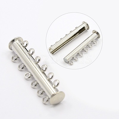 6-strands Brass Slide Lock Clasps KK-Q270-1-NF-1