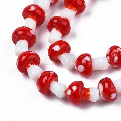 Mushroom Handmade Lampwork Beads Strands LAMP-R116-13A-1