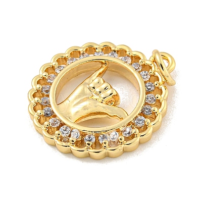 Brass Micro Pave Clear Cubic Zirconia Pendants KK-U007-01G-08-1