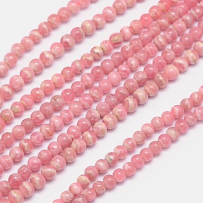 Natural Argentina Rhodochrosite Bead Strands G-M262-4mm-07-1