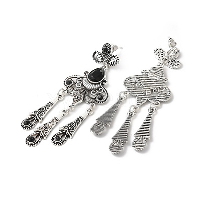 Resin Moth Chandelier Earrings EJEW-D054-05AS-02-1