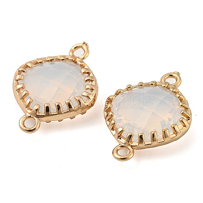 Brass Pave Faceted Glass Connector Charms KK-G486-01G-1