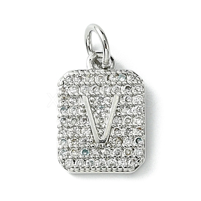 Rack Plating Brass Micro Pave Clear Cubic Zirconia Charms KK-G501-01V-P-1