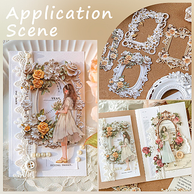 6 Sets 6 Colors Paper Self-Adhesive Lace Stickers DIY-SP0004-94-1