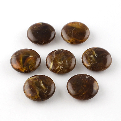 Flat Round Imitation Gemstone Acrylic Beads OACR-R051-M-1