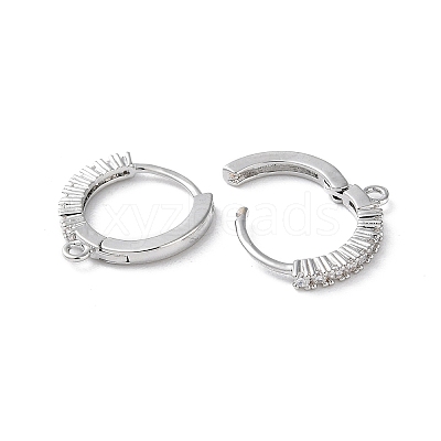 Brass Micro Pave Cubic Zirconia Hoop Earring Findings KK-P257-05P-1