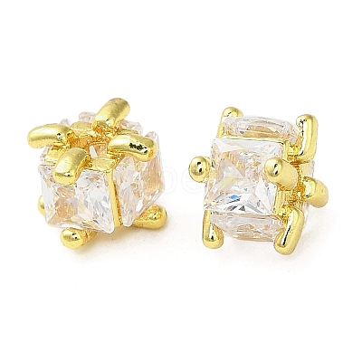 Brass Micro Pave Cubic Zirconia Beads KK-B142-03G-01-1