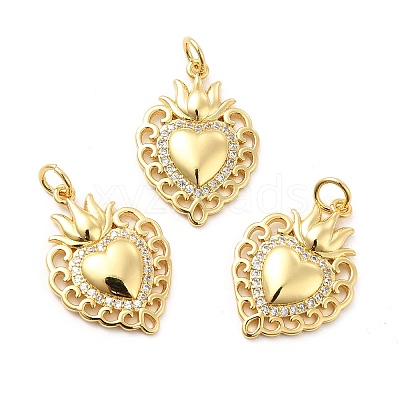 Rack Plating Brass Micro Pave Cubic Zirconia Pendants X-KK-K270-16G-1